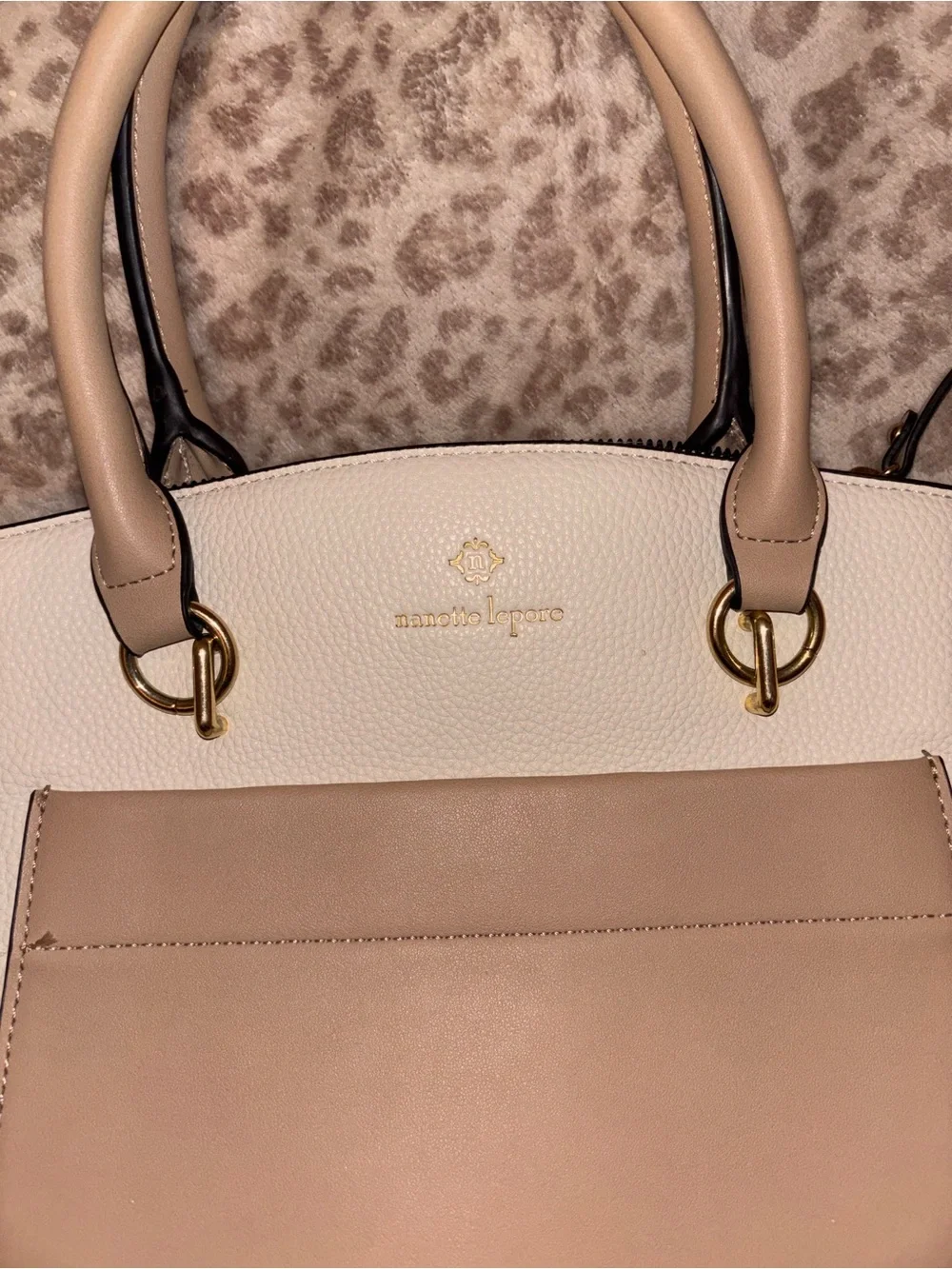 Nanette Lepore Cream & Beige Two-Tone Satchel